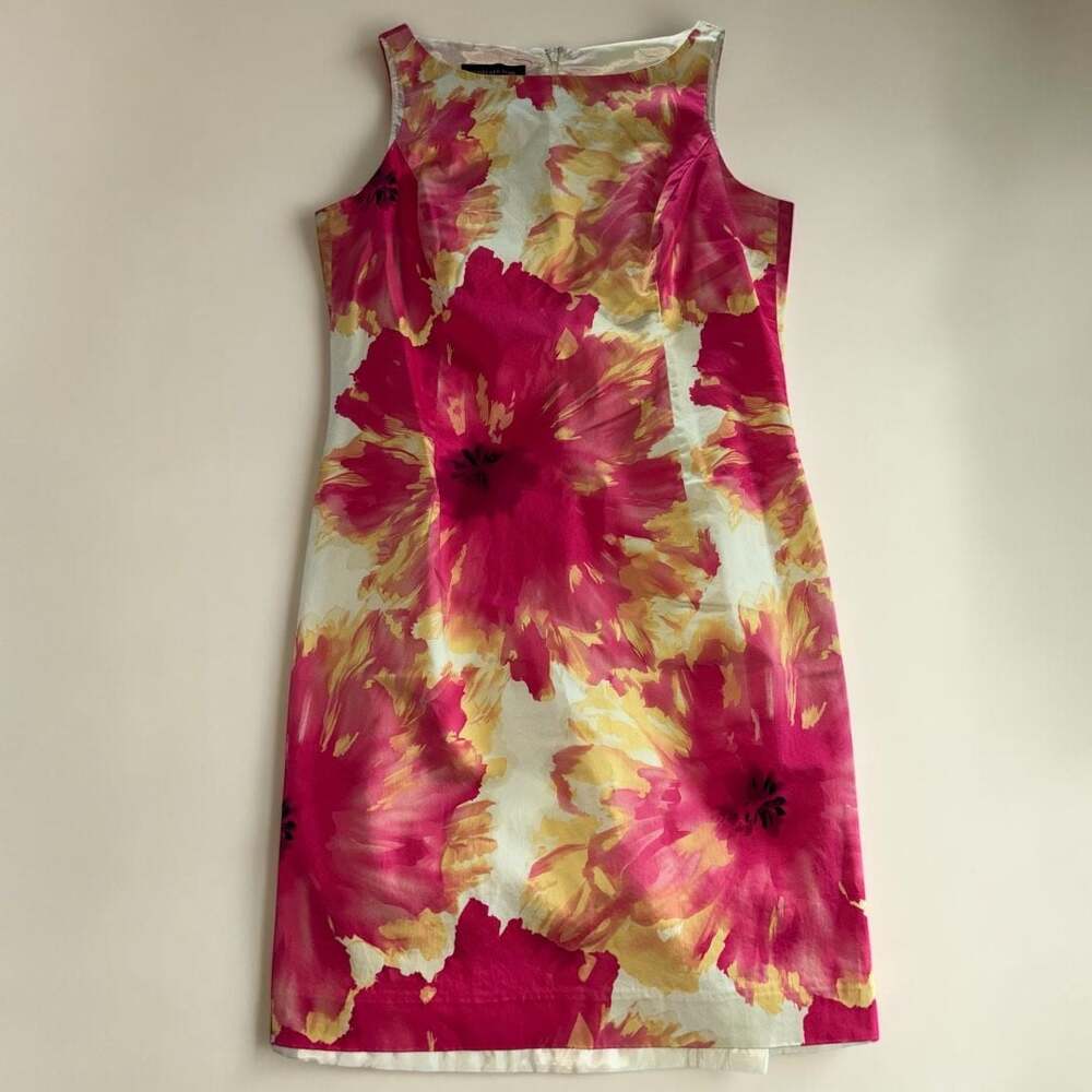 Jones New York Pink Floral Sleeveless Sheath Dress Size 10
